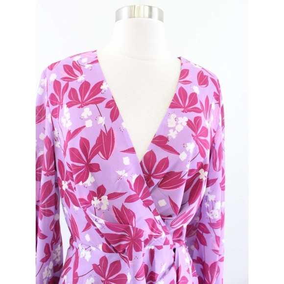 Sachin and Babi x Dillards Pink Purple Floral Print Faux Wrap Dress Size 8 - Picture 5 of 8